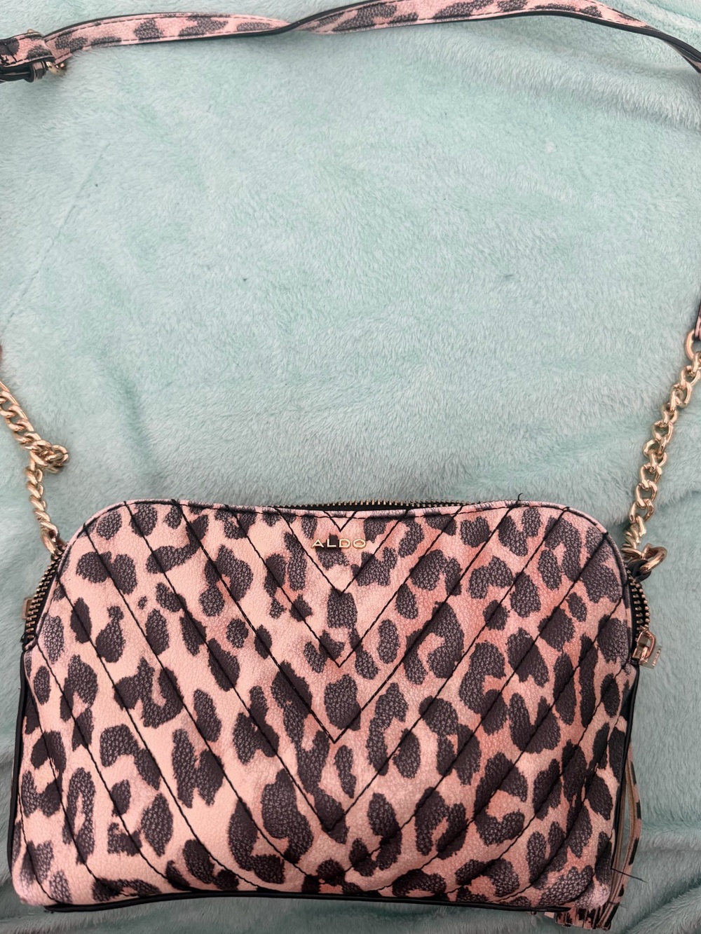 Aldo Leopard-Print Quilted Clutch in Blush and Black - Picture 2 of 5